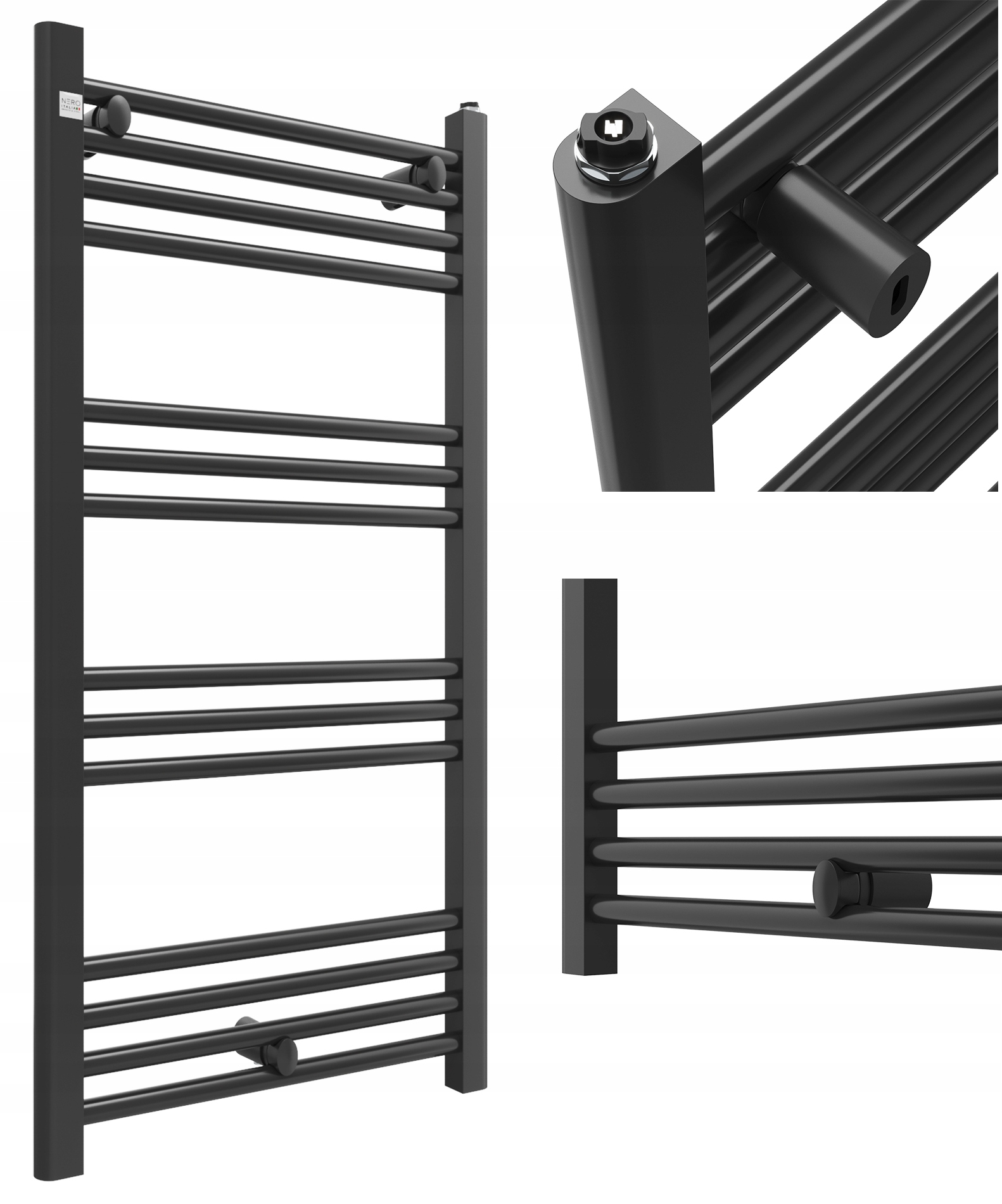 Granitan vodný kúpeľňový radiátor 440 W 500 x 1000 mm čierny
