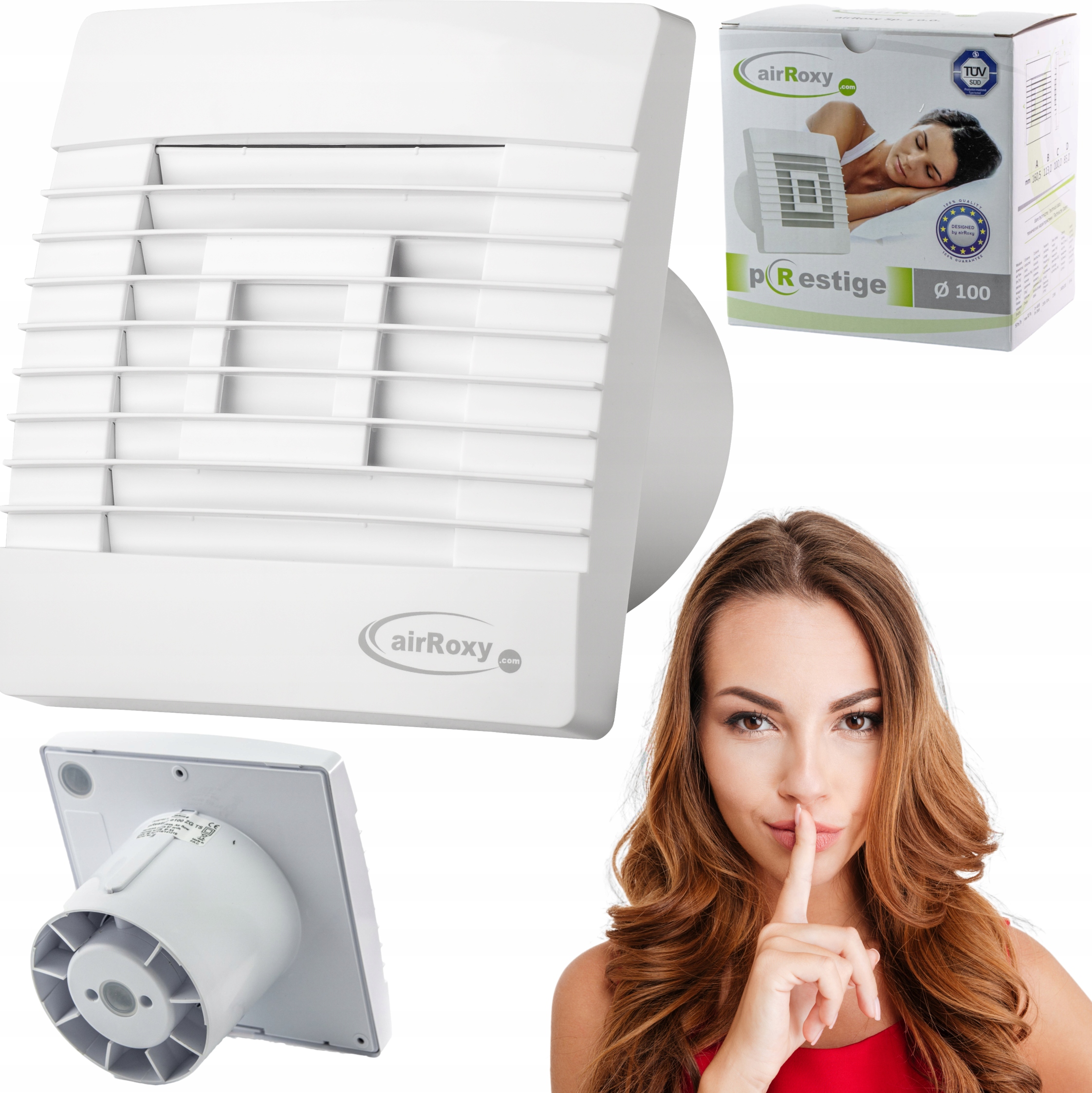 airRoxy kúpeľňový ventilátor KÚPEĽŇOVÝ VENTILÁTOR ŽALÚZIA 100 mm