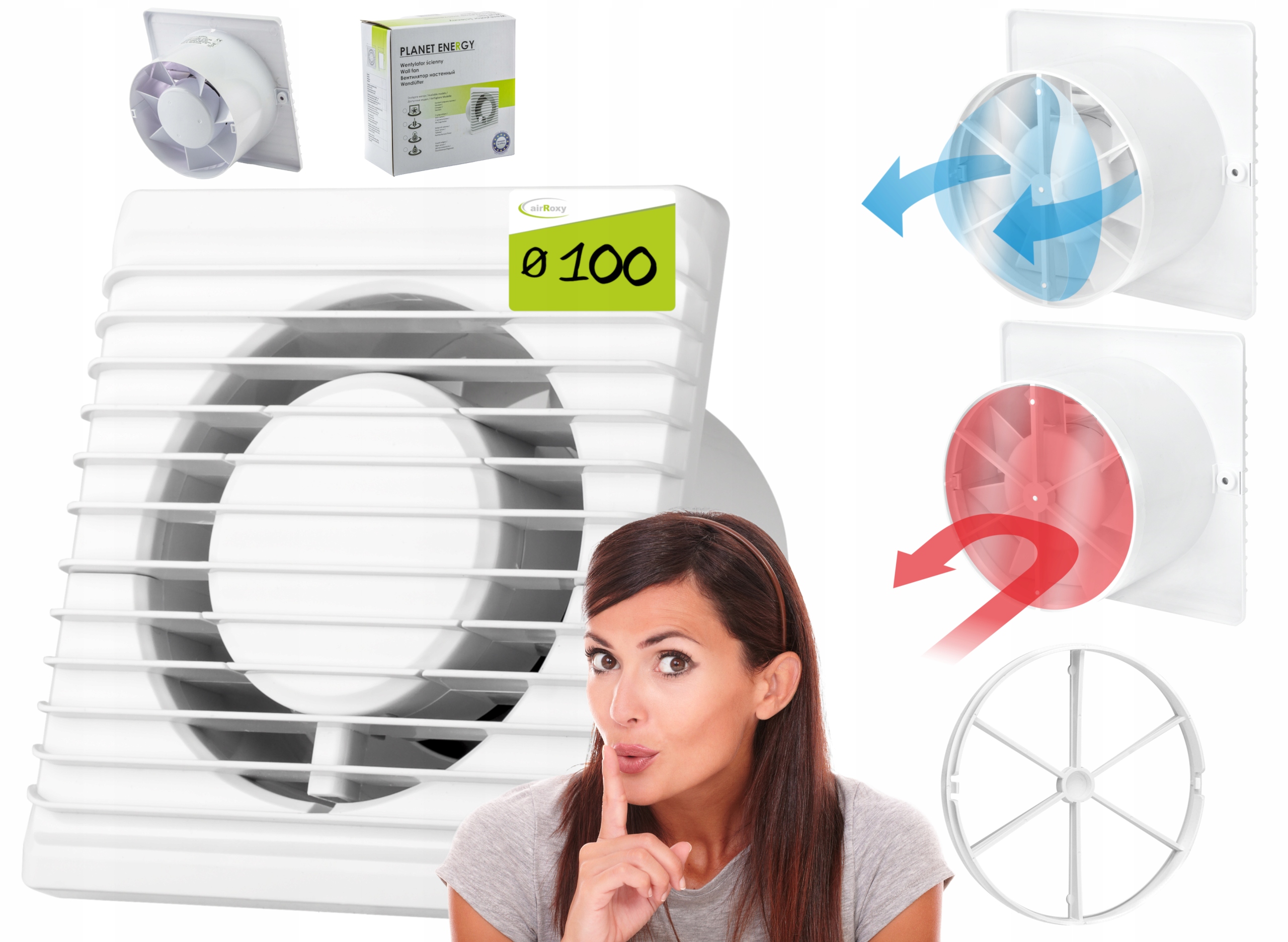 airRoxy ventilátor do kúpeľne KÚPEĽŇOVÝ VENTILÁTOR 100 HOME 100 mm