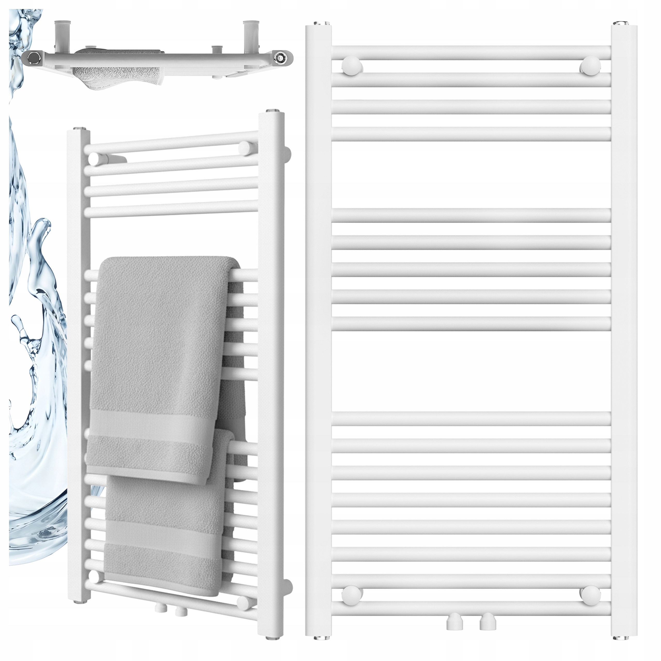 Kúpeľňový radiátor Hydrosan CORSO-WH-2 900 × 500 mm biely | 370 W | Rebríkový vodný radiátor | Spodné alebo bočné pripojenie