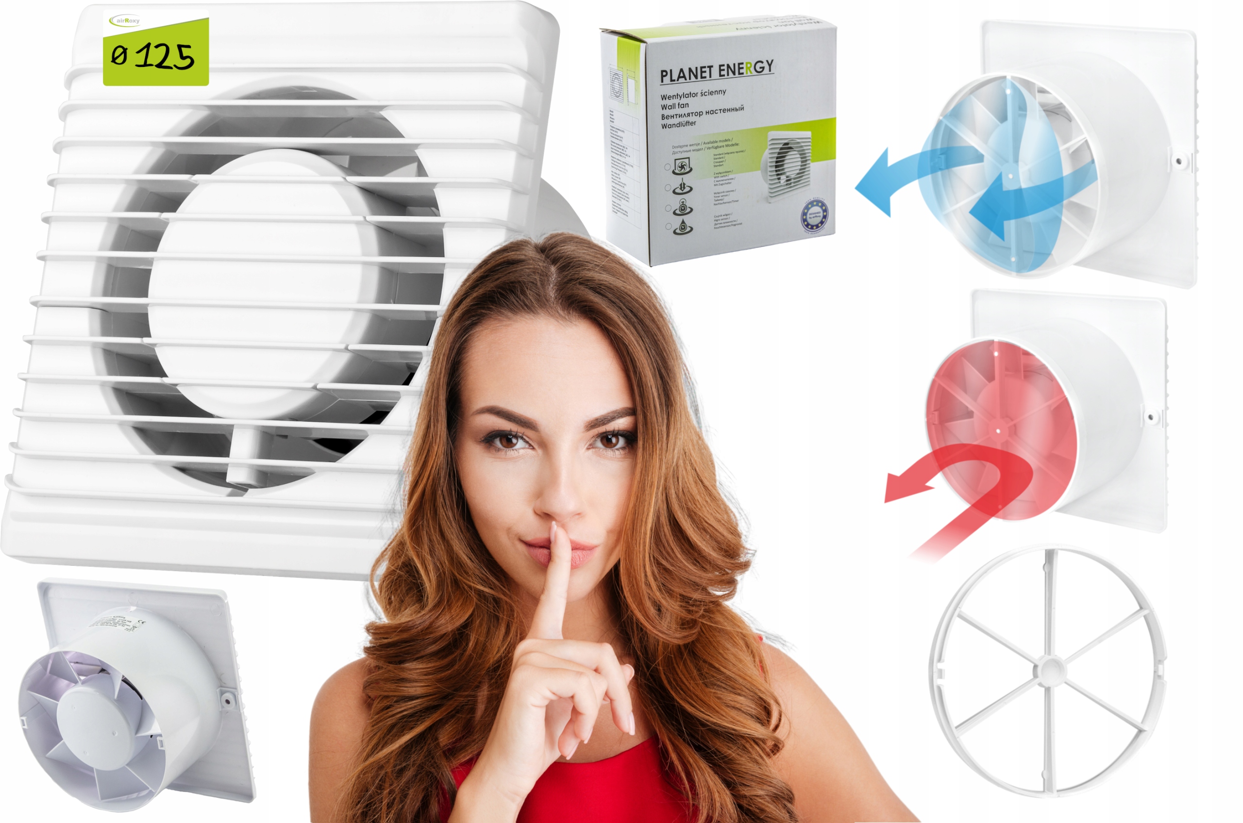 airRoxy ventilátor do kúpeľne KÚPEĽŇOVÝ VENTILÁTOR 125 BIELY 125 mm