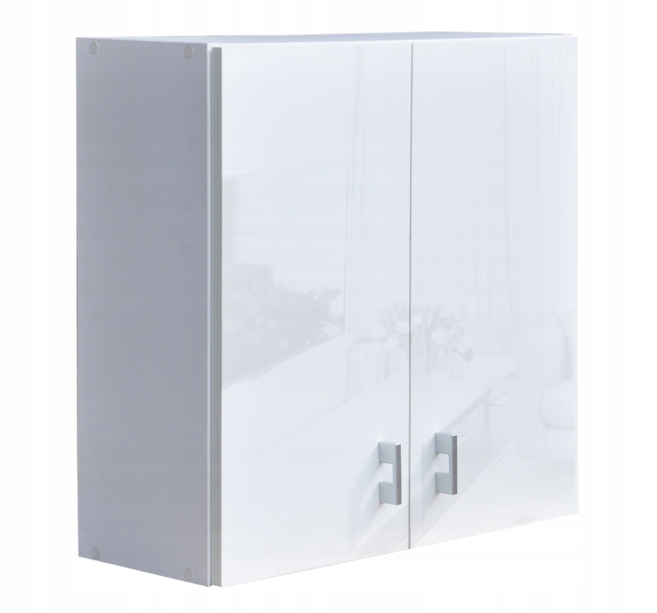 Závesná kúpeľňová skrinka Amos Furniture, biely lesk, 60x23,9x60 cm