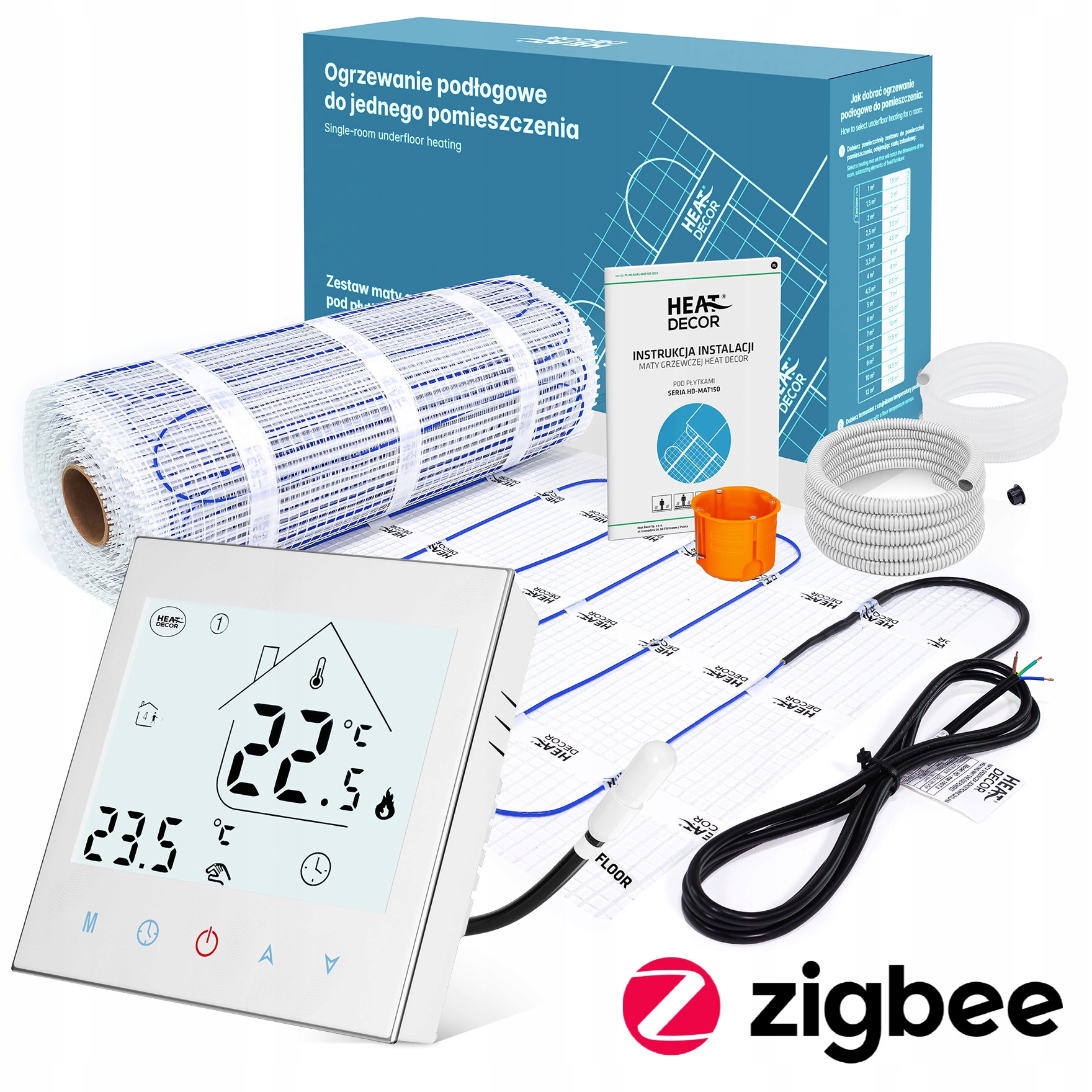 Vyhrievacia podložka HD-MAT | Termostat T1000.W.ZIGBEE | 150 W/m² | Súprava 1,5 m²
