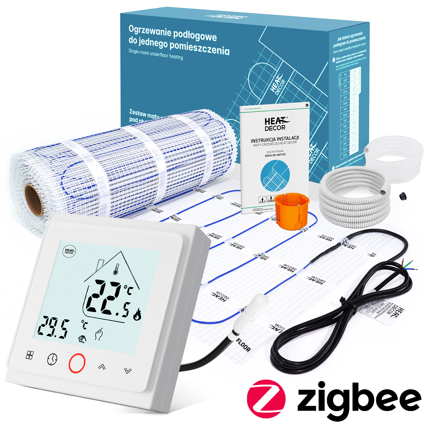 Vyhrievacia podložka HD-MAT | Termostat T500.W.ZIGBEE | 150 W/m² | Rozloha 2 m²