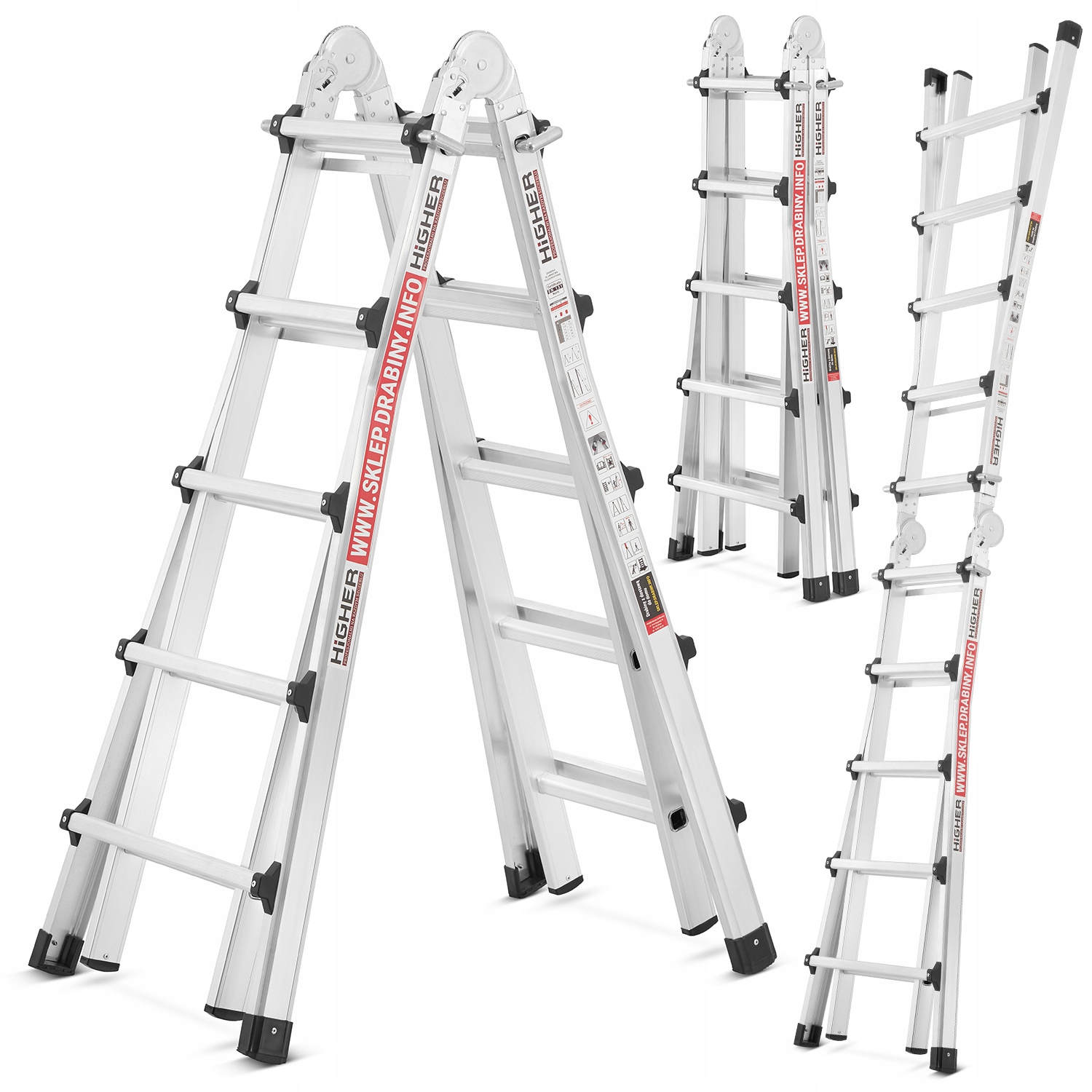 Vyšší rebrík 6,5 m hliníkový 1 x 4 do 150 kg