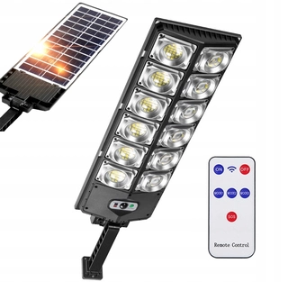 Uličná lampa - Pouličné svietidlo 800 W 12000 lm na batérie, solárne