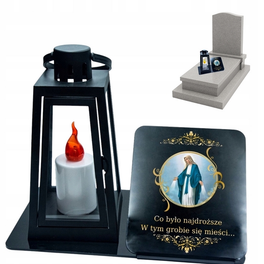 Veľká večná LED lampka-statuetka na hrob z akrylového skla