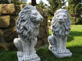 Lion levy betónový obrázok nastavený vpravo doľava