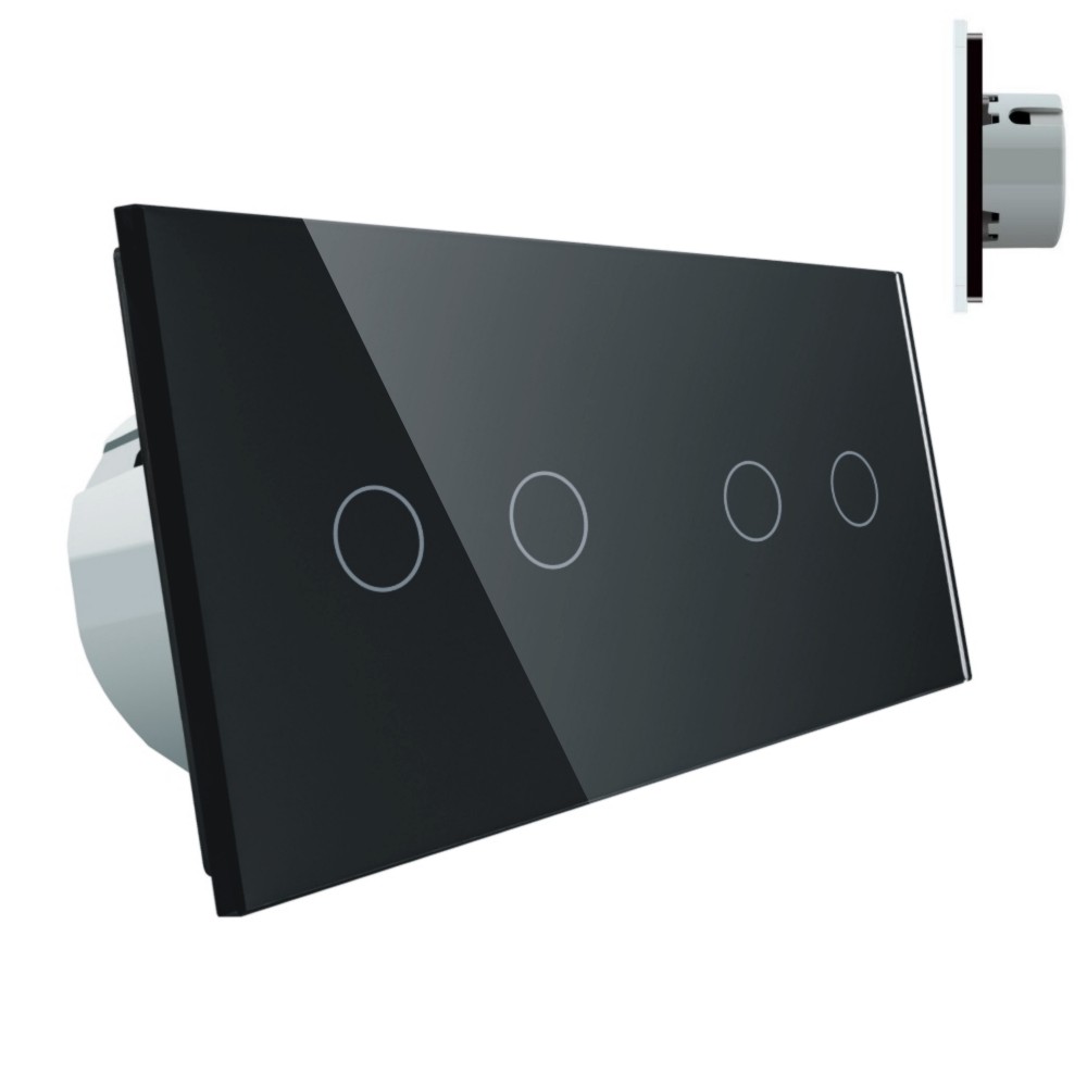 Dvojitý dotykový spínač, pod omietku Livolo black VL-C7022-62