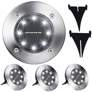 Solárna zapichovacia záhradná lampa - Verk Group vstavaná solárna lampa strieborná 13 cm 4 ks.