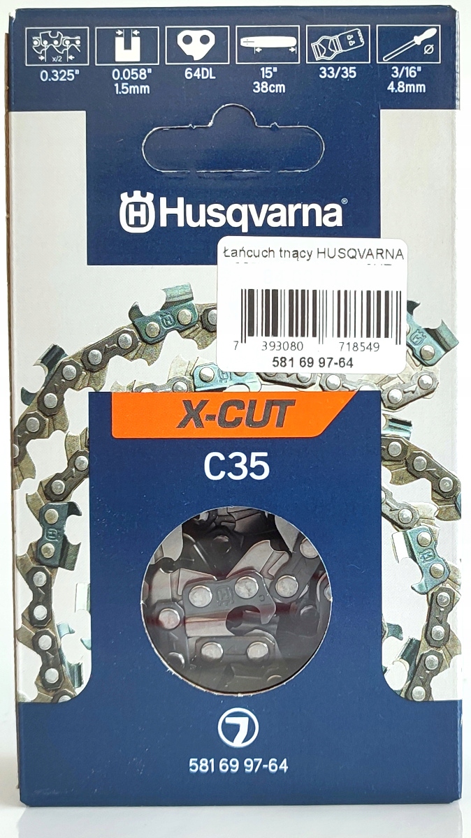 Reťaz Husqvarna X-CUT C35 píly .325" 1,5 mm 15" 38 cm 64 článkov
