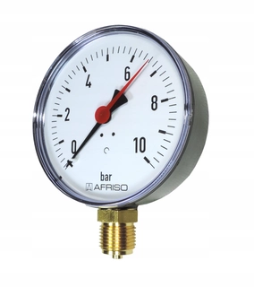 MANOMETER 10 bar DISC FI 100 mm KONEKTOR SPODNÝ AFRISO