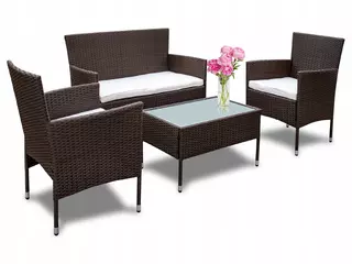 Záhradný nábytok -  Záhradný nábytok na terase Sofa 2 Sedadlá Tabuľka 4os