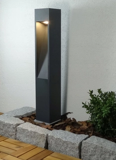 MODERNÁ záhradná lampa 60 cm štvorcová, šedá/jaseň