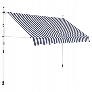 Strieška nad dvere - Markíza valcovaná ručne, 250 cm, modro-biela P