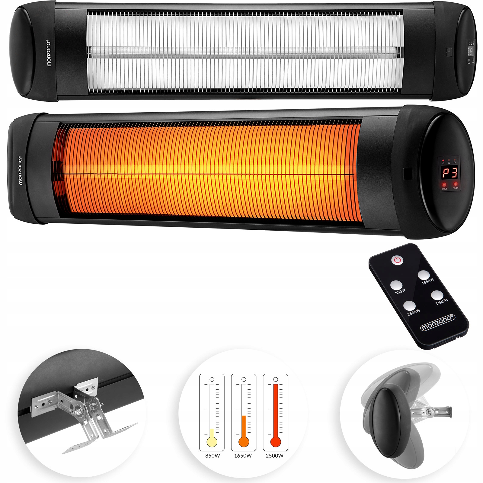 Infražiarič Monzana 2500W, čierny