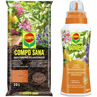 Záhradná pôda - Earth MEDITERRANEAN oleander levanduľa ibištek + Compo viaczložkové hnojivo pre stredomorské rastliny tekuté 500 ml