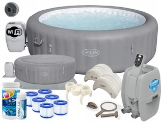 Záhradná vírivka - Guľatý nafukovací hydromasážny bazén Bestway 1350 l + 11 ďalších produktov