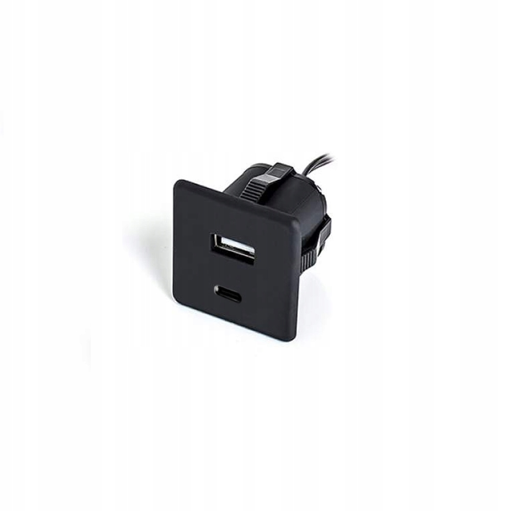 USB nábytková nabíjačka na nábytok, zásuvka A+C, ČIERNA