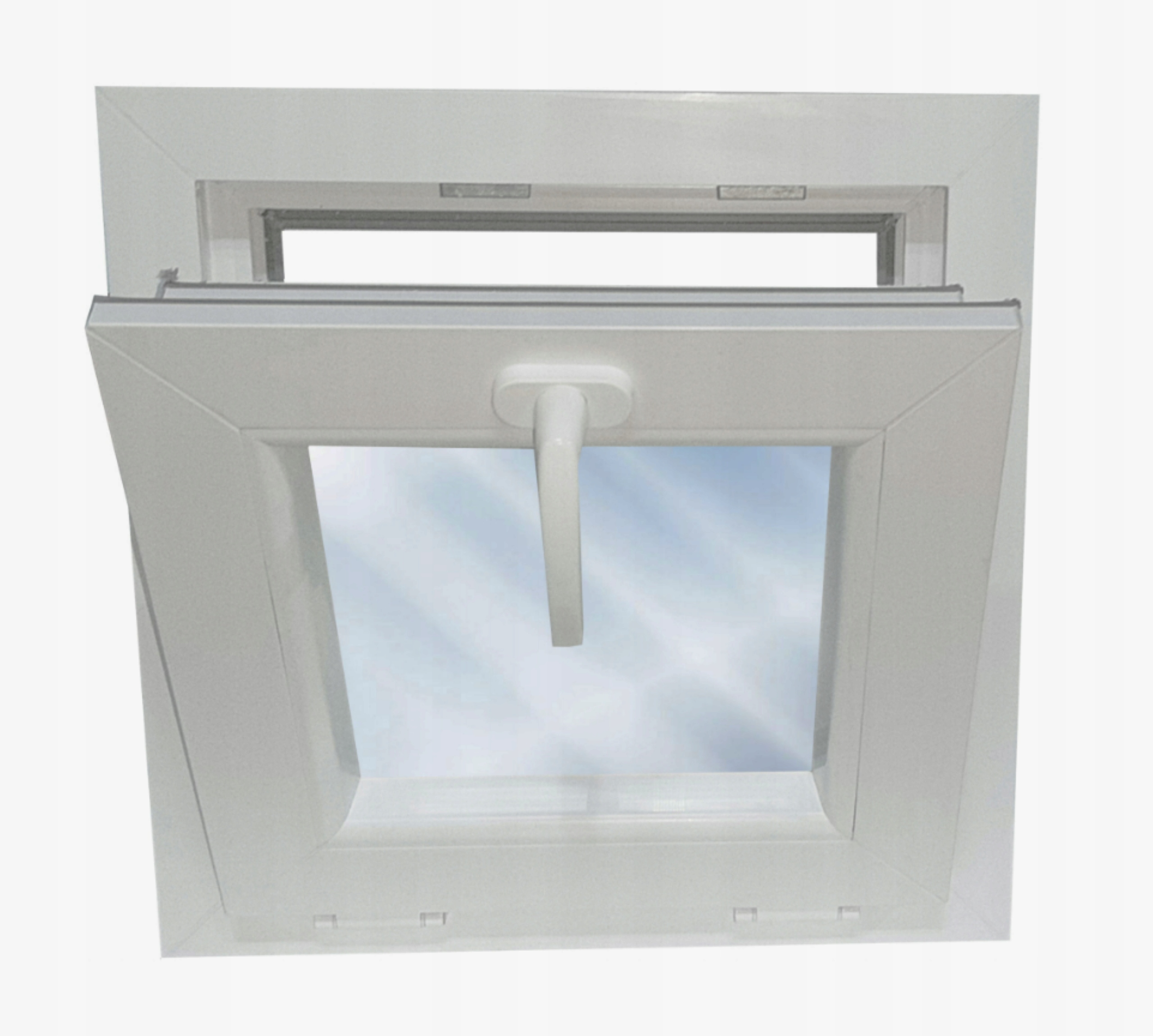 OKNO BIELE PVC 500X500, VÝKLOPNÉ