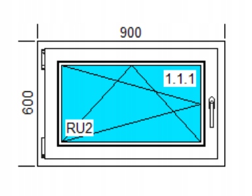 OKNO PVC 900x600 RU BIELE, ĽAVÉ