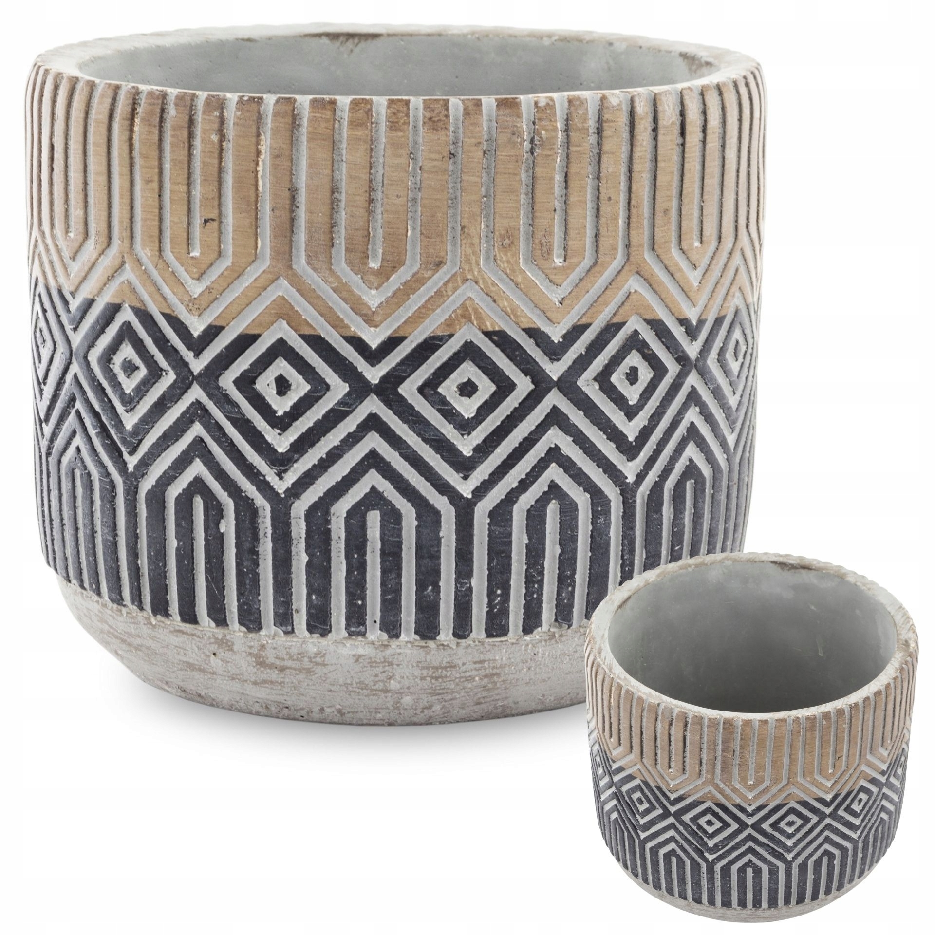 Kvetináč Duwen 16 cm x 16 x 13,5 cm priemer 16 cm keramika odtiene hnedej a béžovej