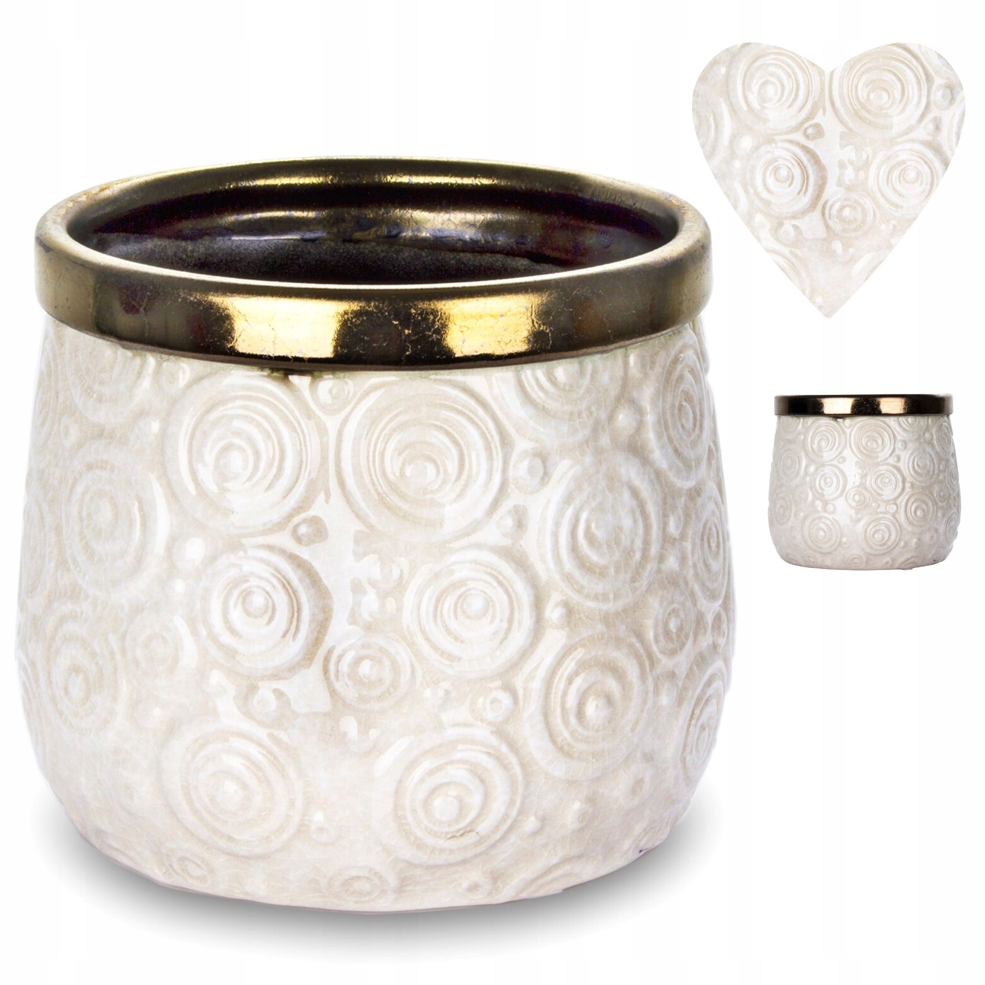 Kvetináč Duwen 14 cm x 14 x 13 cm priemer 14 cm keramika krémová, odtiene žltej a zlatej