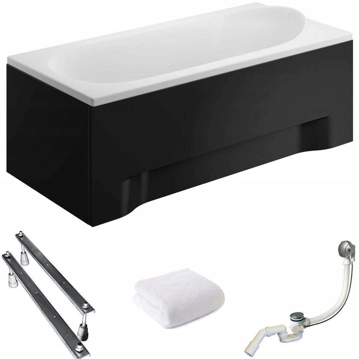 Obdĺžniková vaňa 190x80 Medium Black + sifón