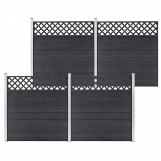 Pletivo, oplotenie - WPC plot, 4 štvorcové panely, 699x185 cm,