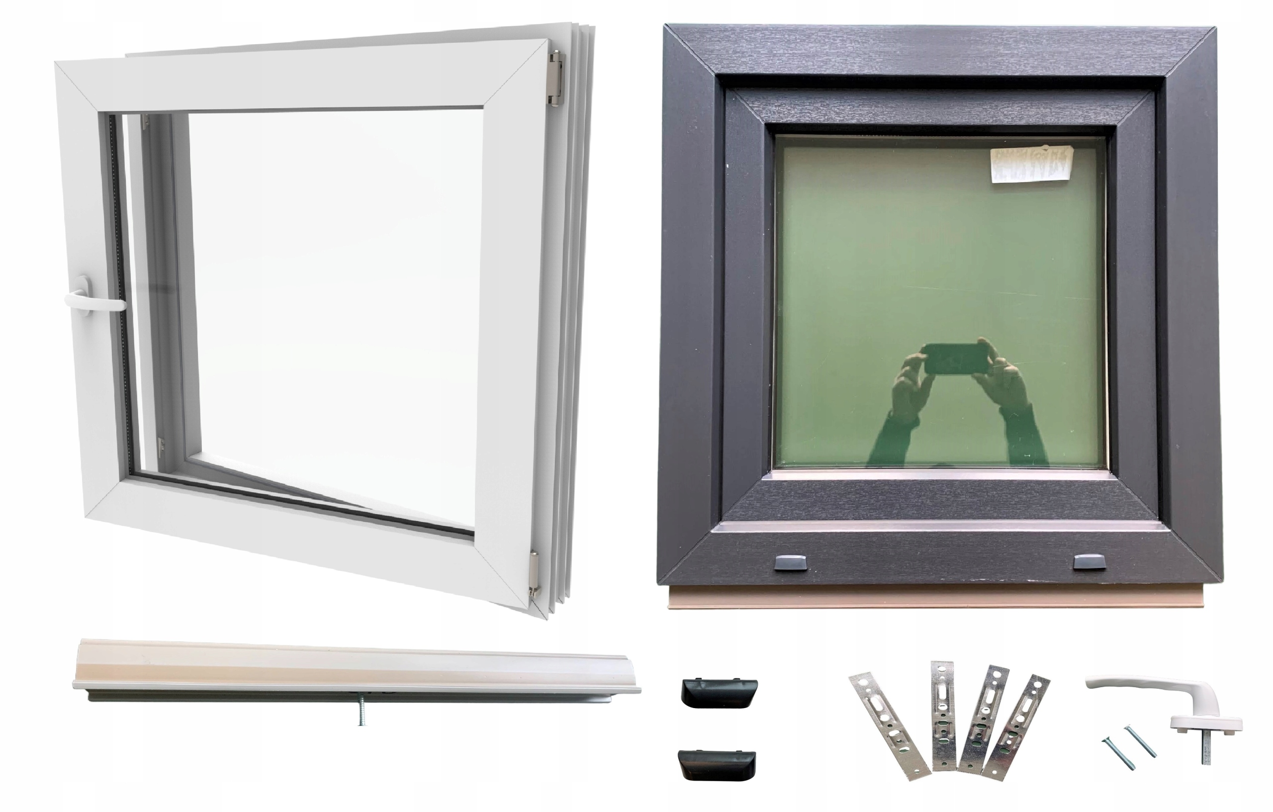 PVC okno Lorac RU50x50A/B-58P antracit pravé 50x50 cm