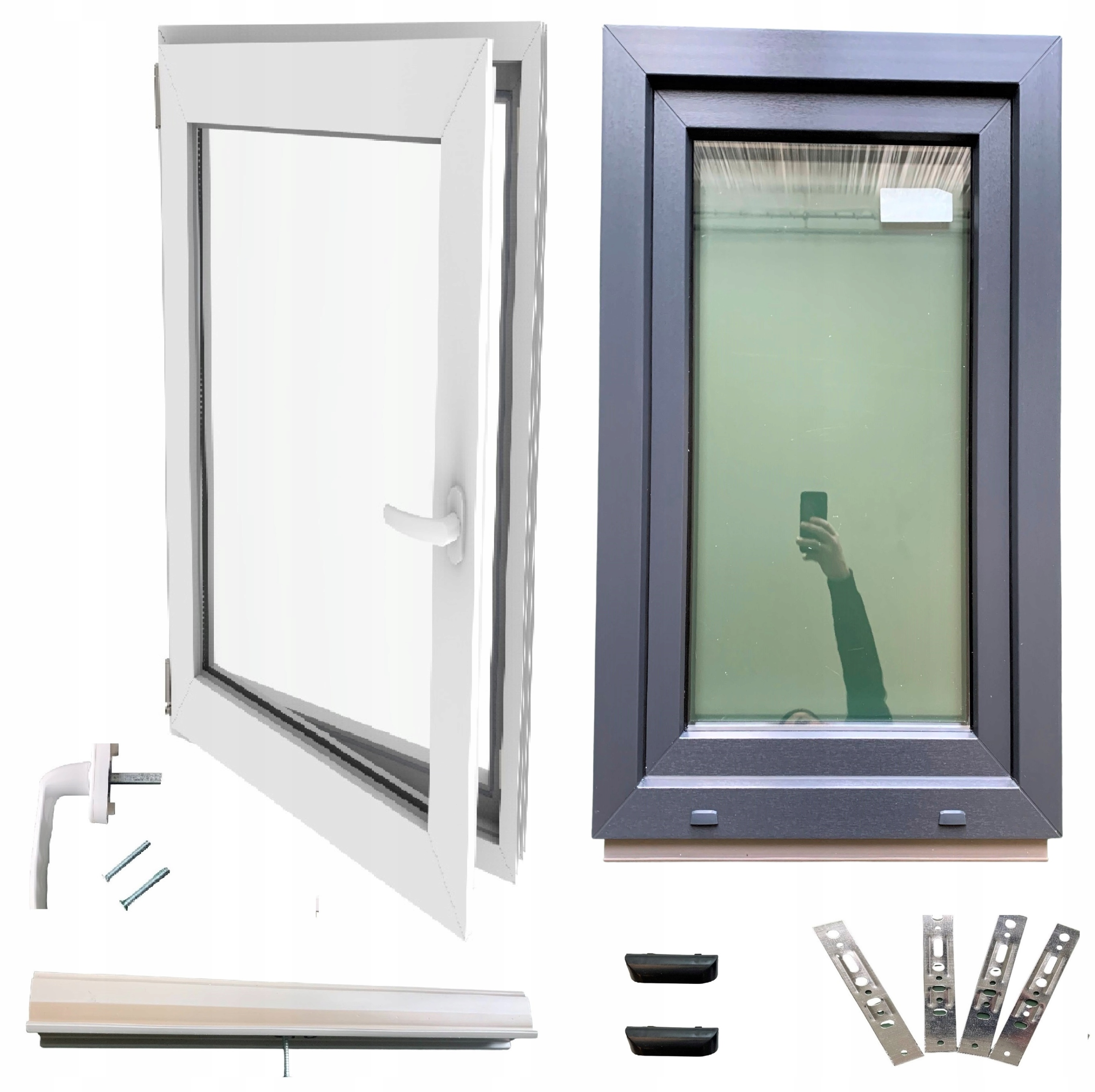 Okno Antracit PVC teplé Ľavé 40x60 400x600 komplet