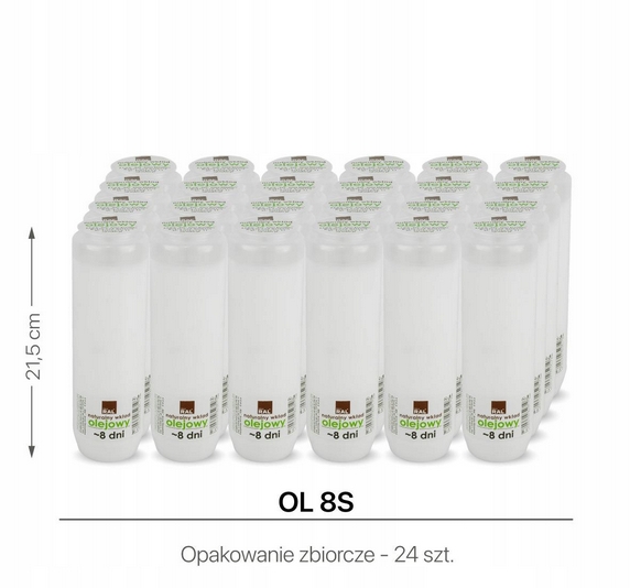 Premium Olejové Náplne OL8S pre Sviečky - Balenie 24 ks, Doba Horenia až 8 Dní