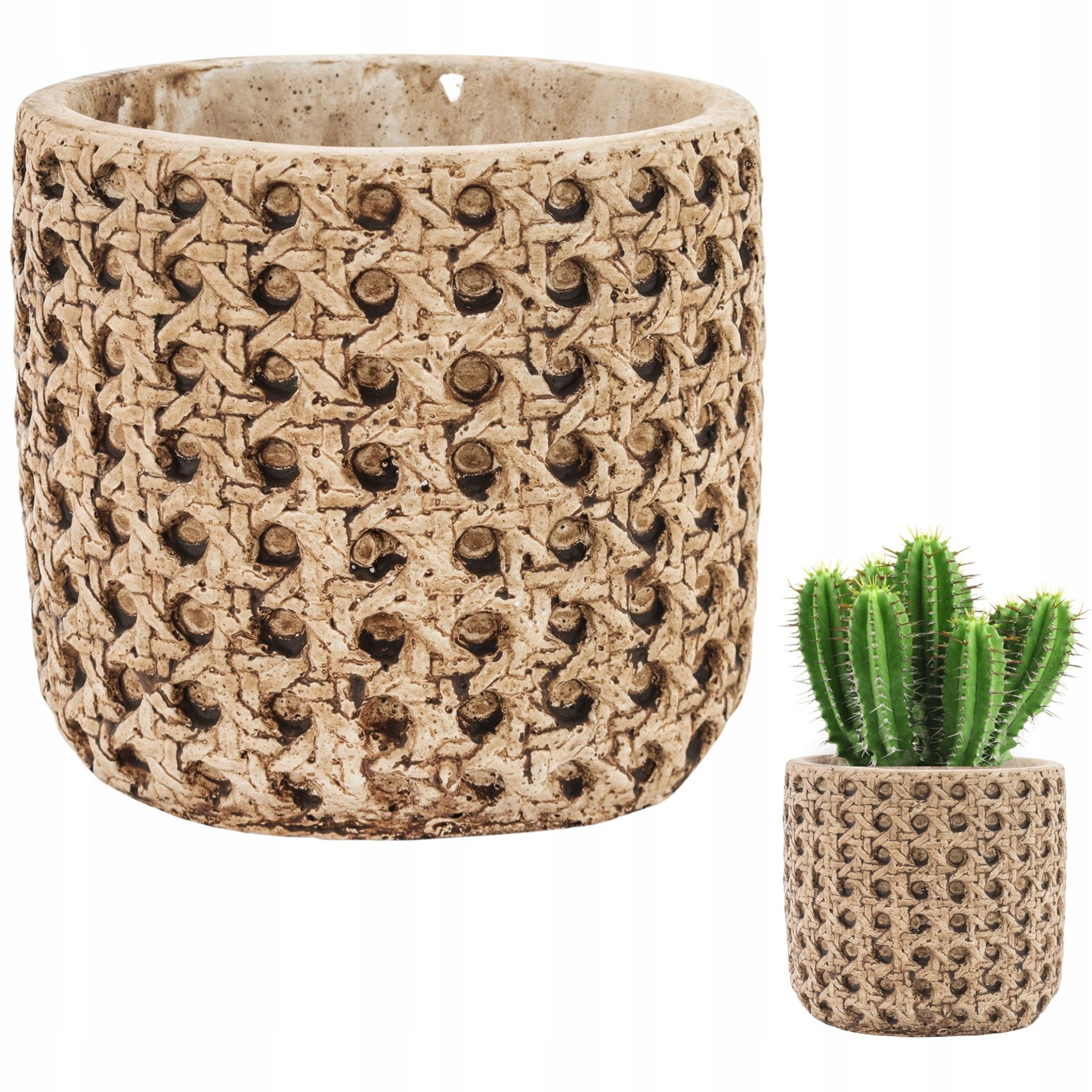 Kvetináč Duwen 11 cm x 11 x 10,5 cm priemer 11 cm keramika odtiene hnedej a béžovej