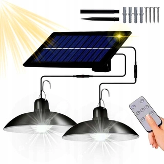 Záhradná lampa - DVOJITÁ SOLARNÁ LED LAMPA SAMOSTATNÝ PANEL LUSTER