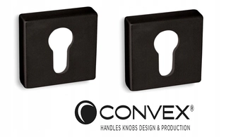 Kľučky na dvere - PREMIUM CONVEX grécka štvorcová rozeta vložka čierna