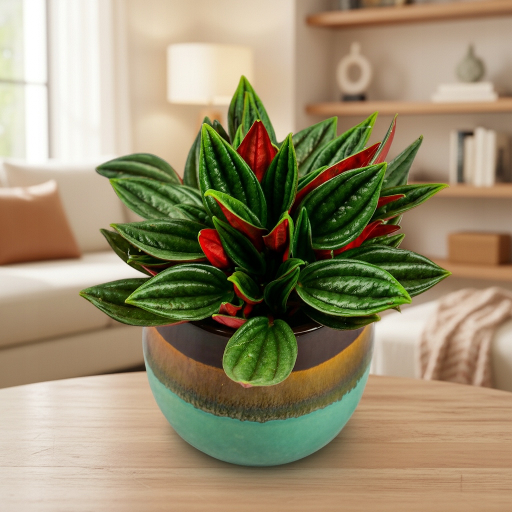 Peperomia Caperata Rosso KUDRAVÁ D6cm Zimuvzdorné balenie