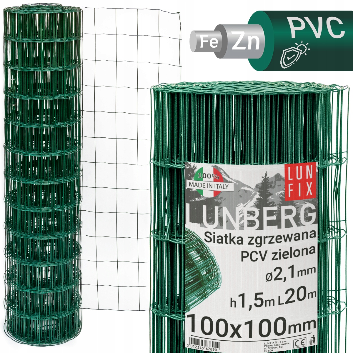 Plot pozinkovaný + PVC zelené pletivo, 20 m, v1,5 m