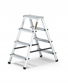 Rebrík - Poľský dvojitý rebrík 2x4 schody ALU Platforma