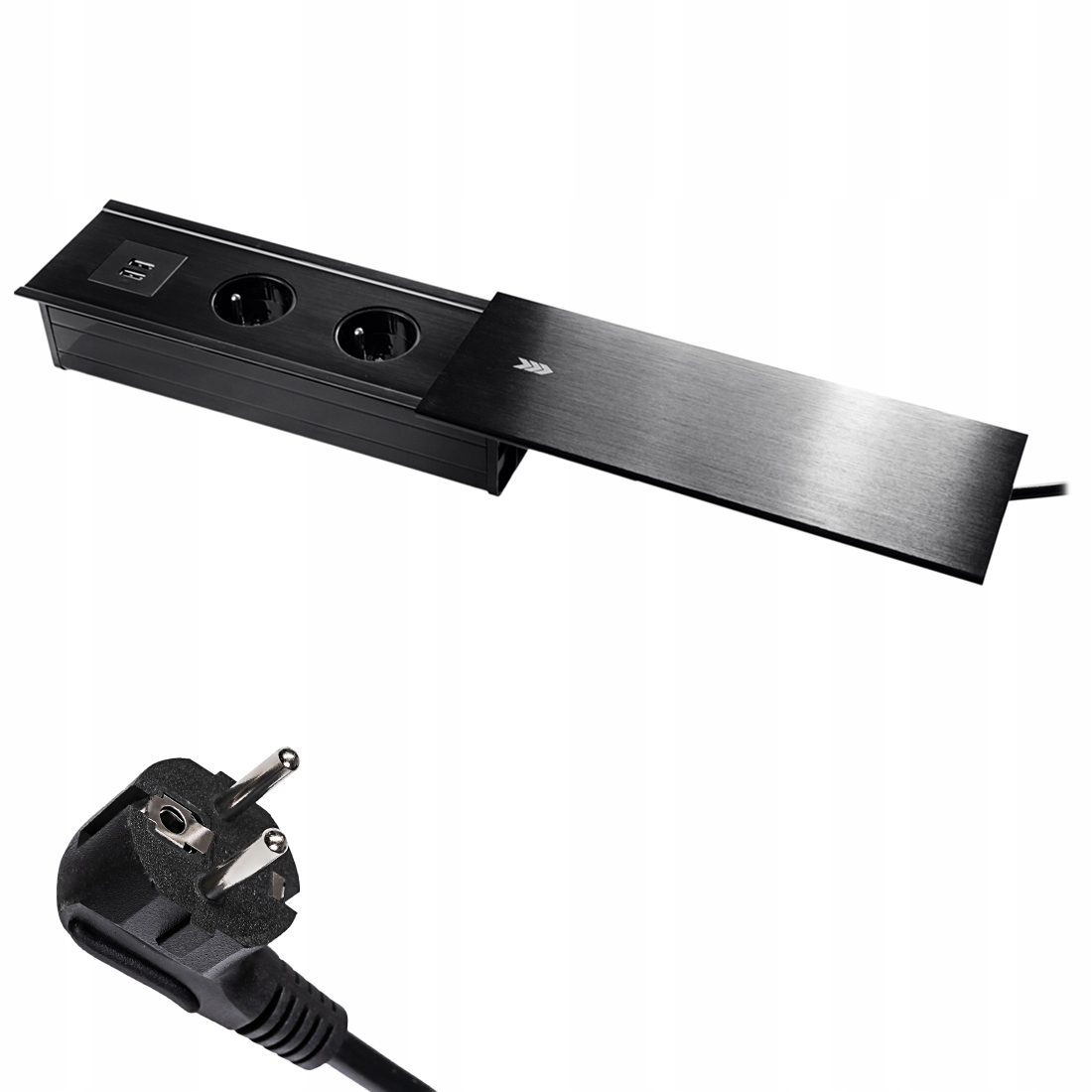 Elektrická zásuvka, stolové USB, Spacetronik, čierna