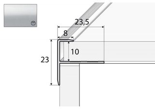 Profil schodiska pre dlaždice A85 - 100 cm striebro