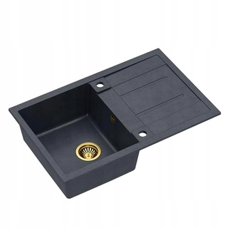 Kuchynský drez - SITÓN QUADRON SINK SINK GRANIT ČIERNY ZLATÝ