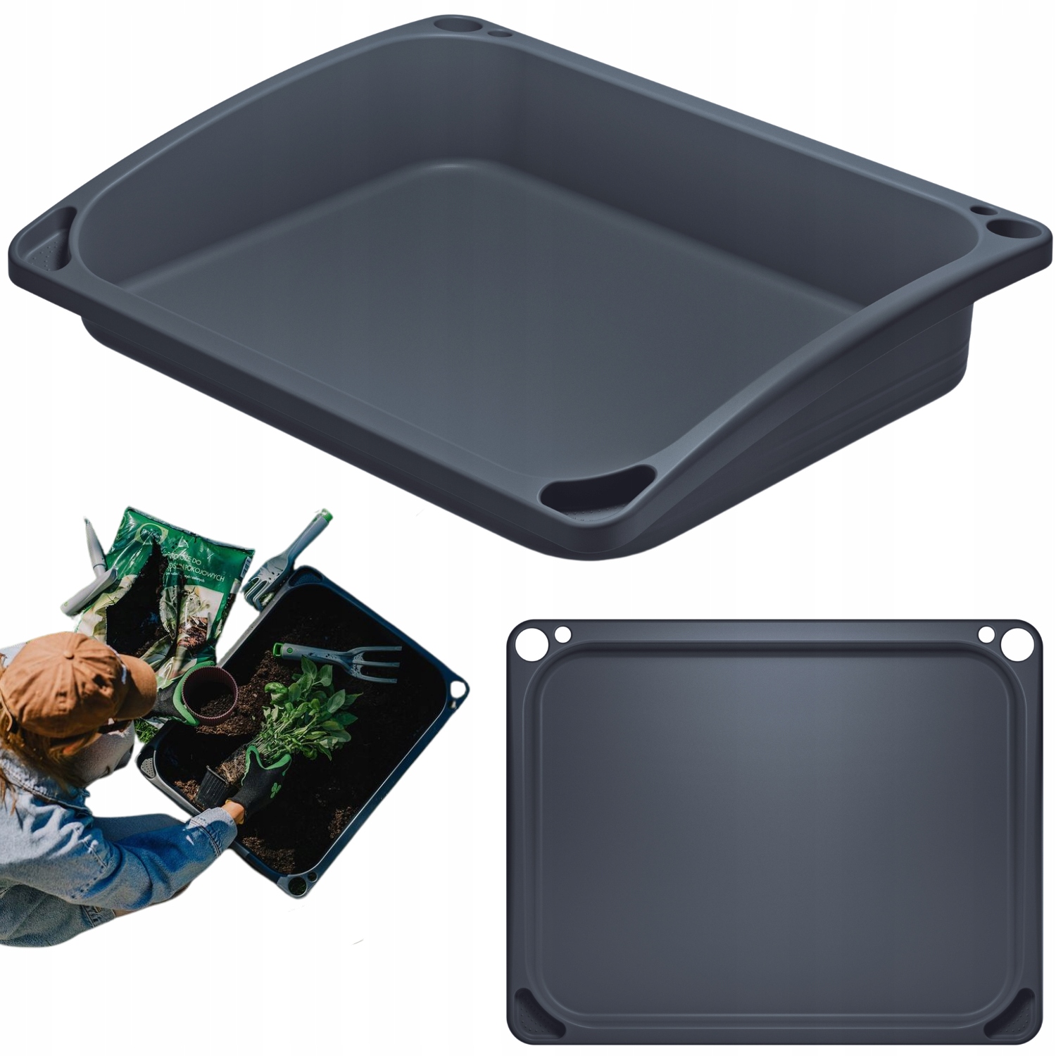 Kvetináč Prosperplast 57,6 cm x 45,6 x 11 cm plastový čierny