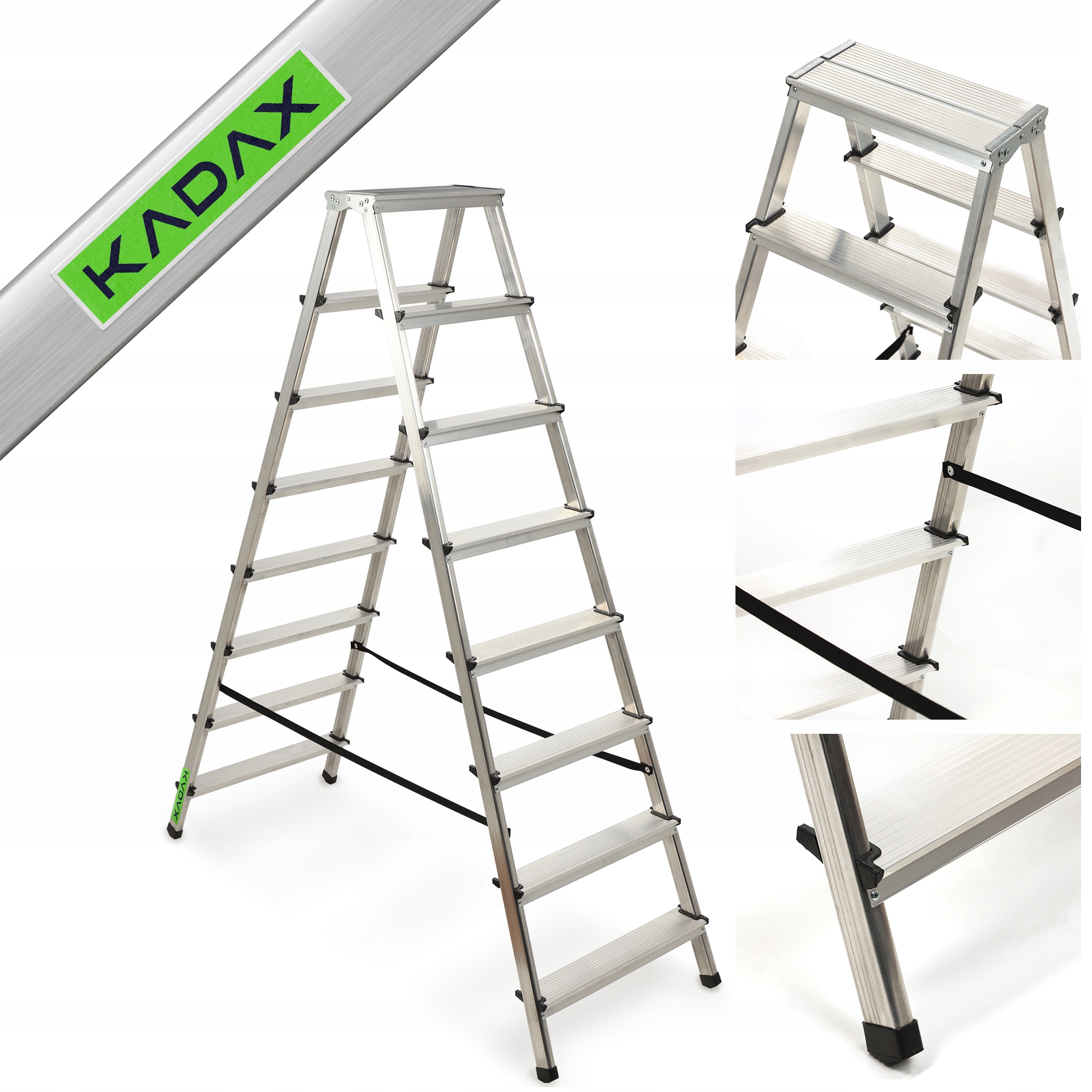 KADAX rebrík 3,66 m hliníkový 2 x 8 do 125 kg