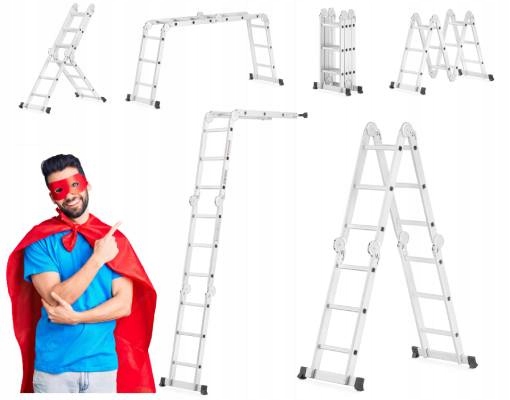KĹBOVÝ HLINÍKOVÝ REBRÍK 4X3 SKLADACÍ DOMÁCI MULTIFUNKČNÝ REBRÍK