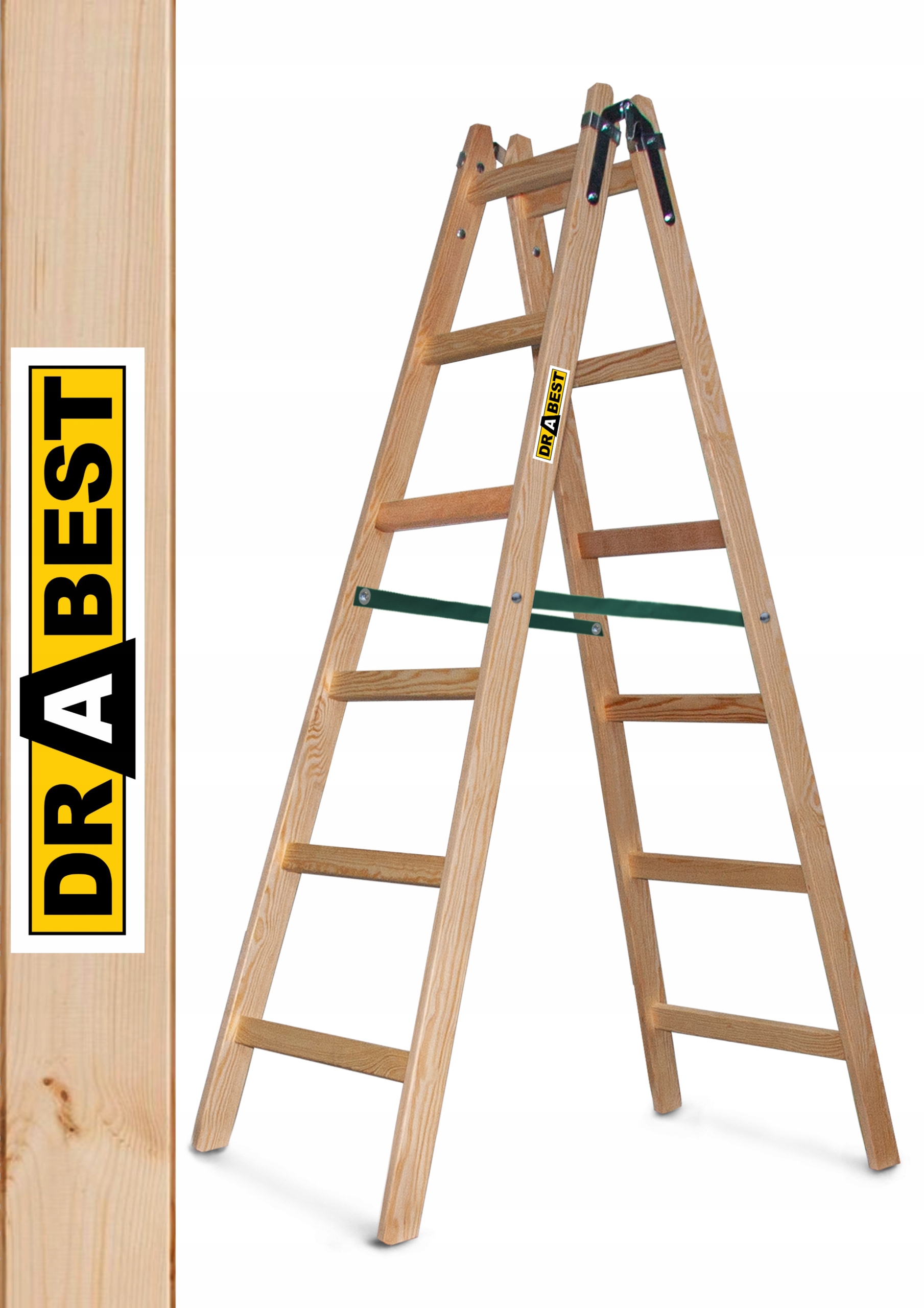 Drabest rebrík 3,3 m drevo 2 x 6 do 150 kg