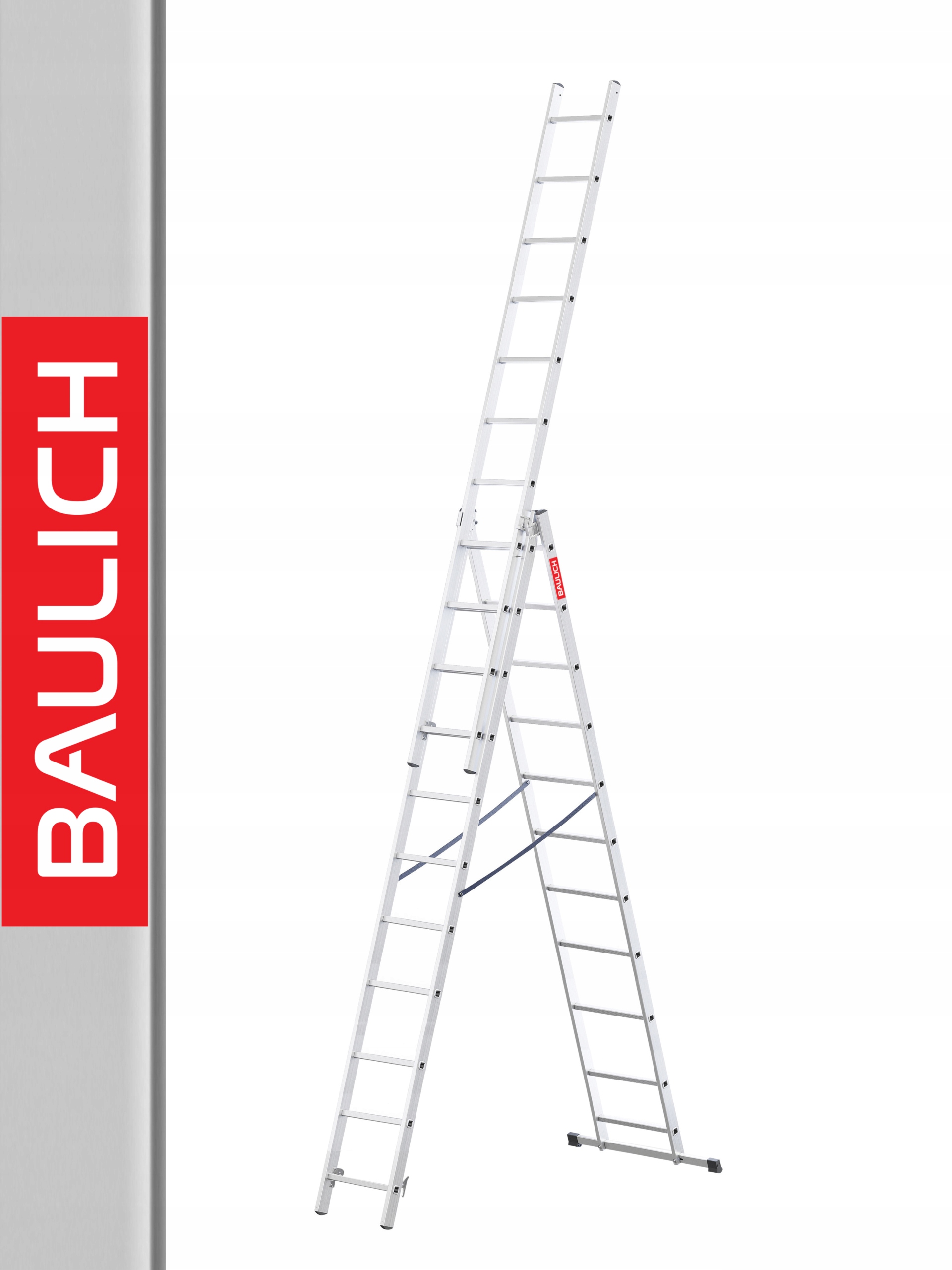 Baulich rebrík 6,55 m hliníkový 3 x 11 do 150 kg