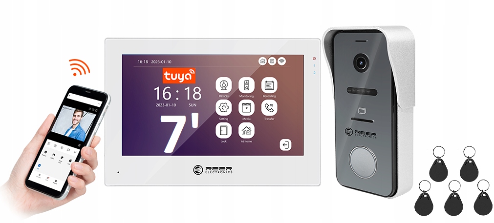 REER IP927 VIDEO INTERPHONE WiFi 1080p 7 TUYA 2 WIRE