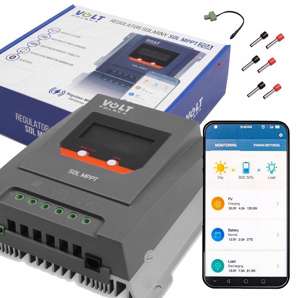 OVLÁDAČ SOLARNÉHO NABÍJANIA 12V 20A MPPT BLUETOOTH