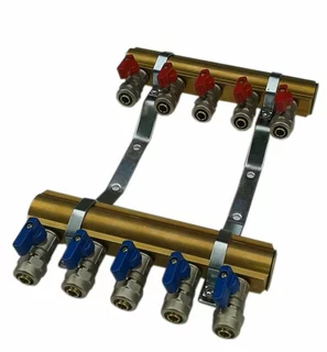 Rozdeľovač pre kúrenie - Distribútor CO 12 + Valve konektory Korkové rukoväte