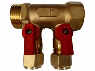 Rozdeľovač pre kúrenie - PEX 1''x16mm X2 sekcie sekcie pre horúcu vodu